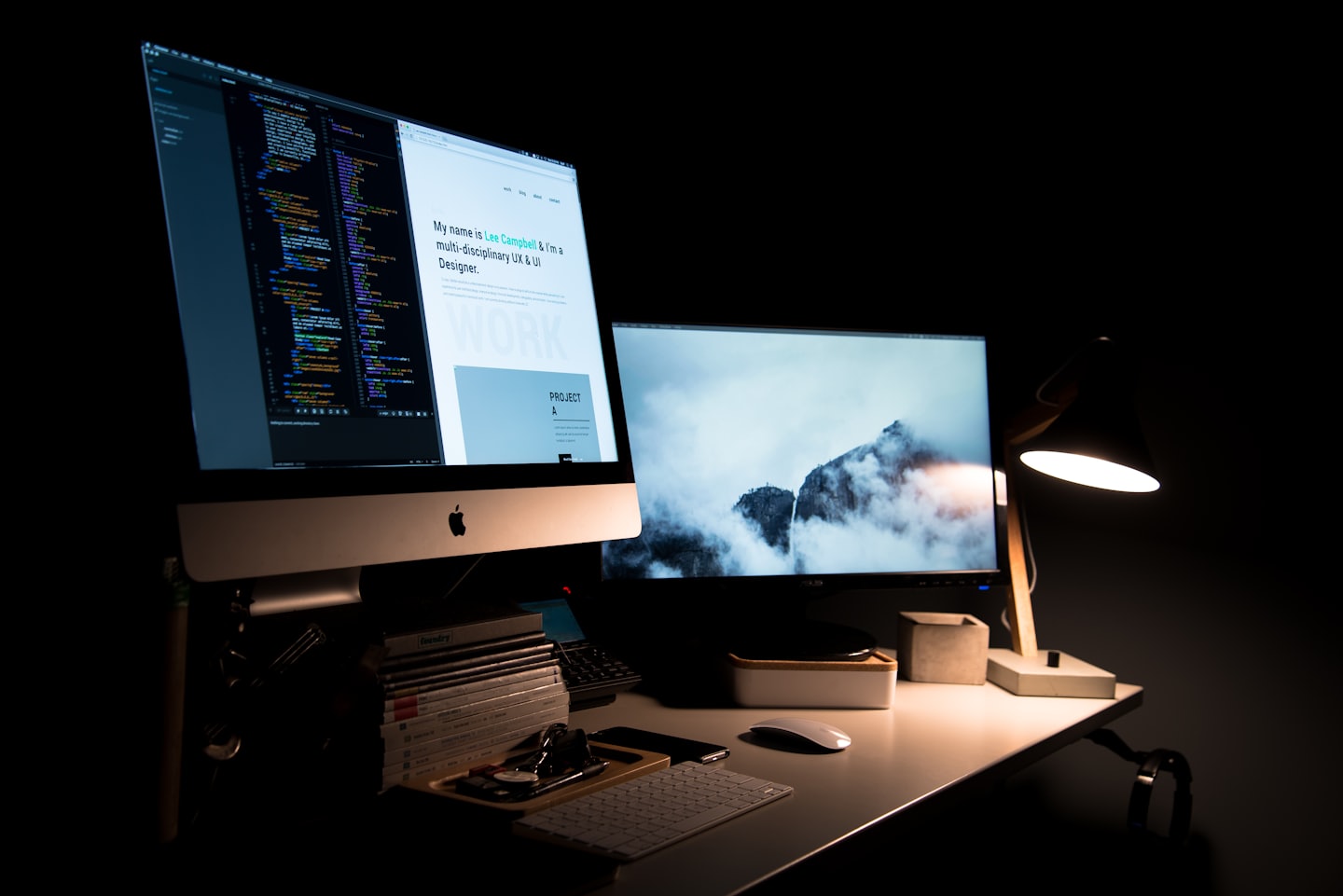 two computer screens